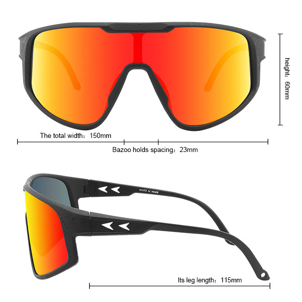 Fahrrad-Vollformat-Sportsonnenbrille mit verspiegelten Gläsern – Bang Long