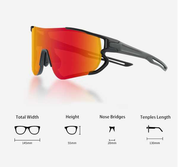 Reflektierende Baseball-Sport-Sonnenbrille mit großen Gläsern und Sehstärke – Bang Long