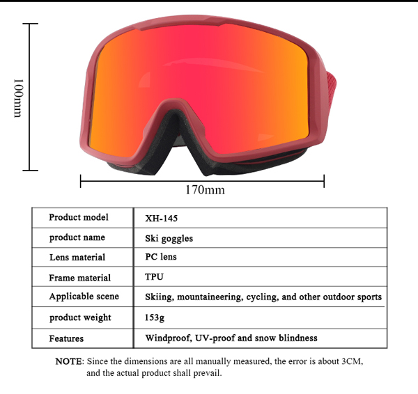 Farbenfrohe, erstklassige individuelle Skibrille zum Snowboarden – Bang Long