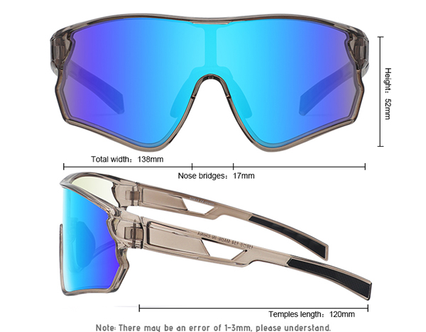 Photochrome Baseball-Sonnenbrille mit reflektierenden Gläsern für große Köpfe – Bang Long